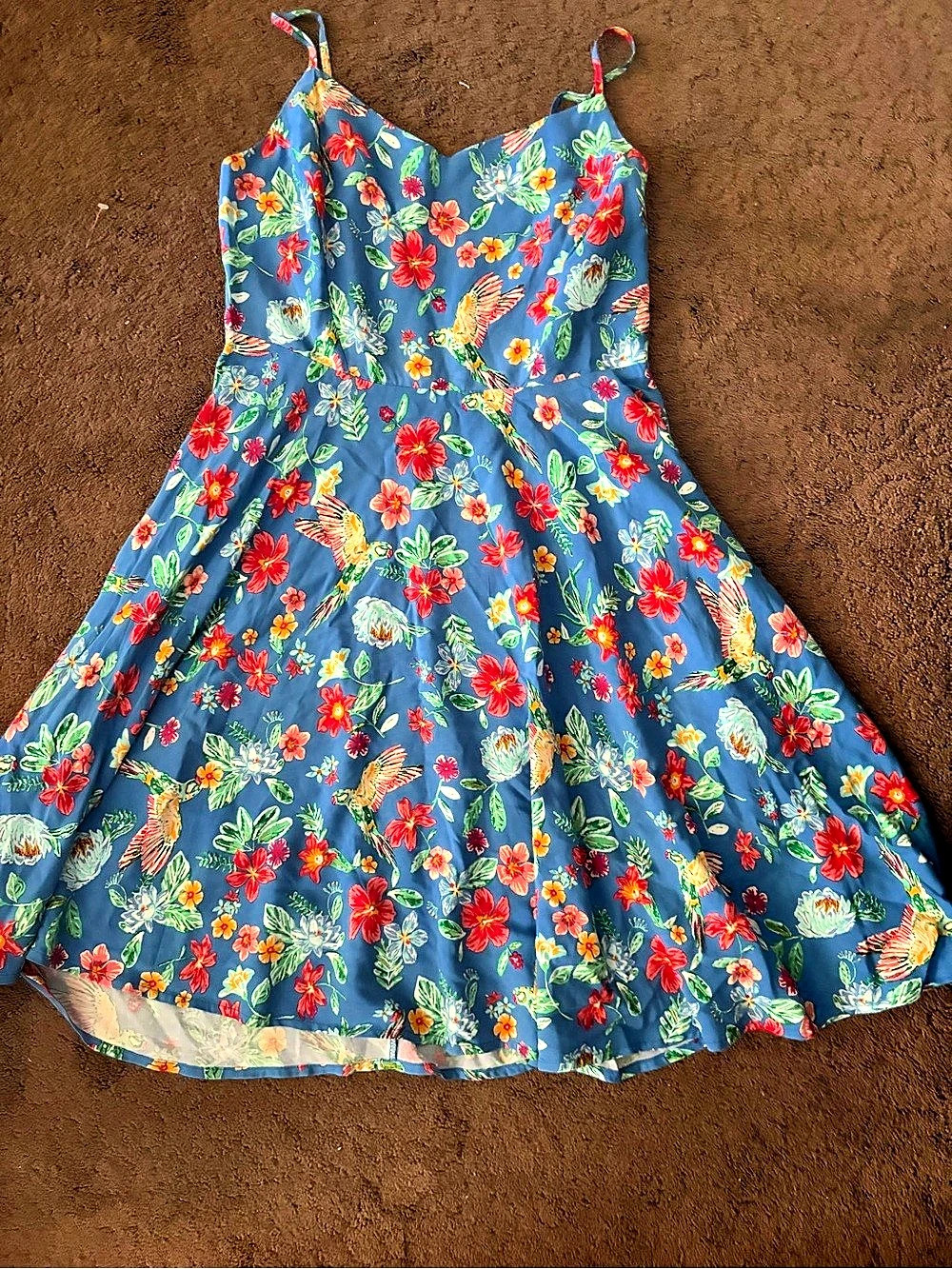 Old Navy Fit & Flare Floral Cami Dress Blue & Red Small